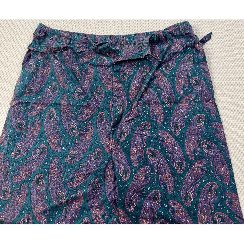 VTG Christian Dior Monsieur Le Connaisseur Pajamas Set Large Paisley Teal Purple